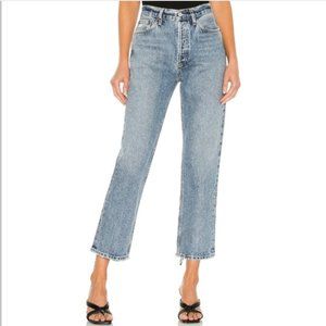 AGOLDE Lana Crop Mid Rise Vintage Straight in Emulsion